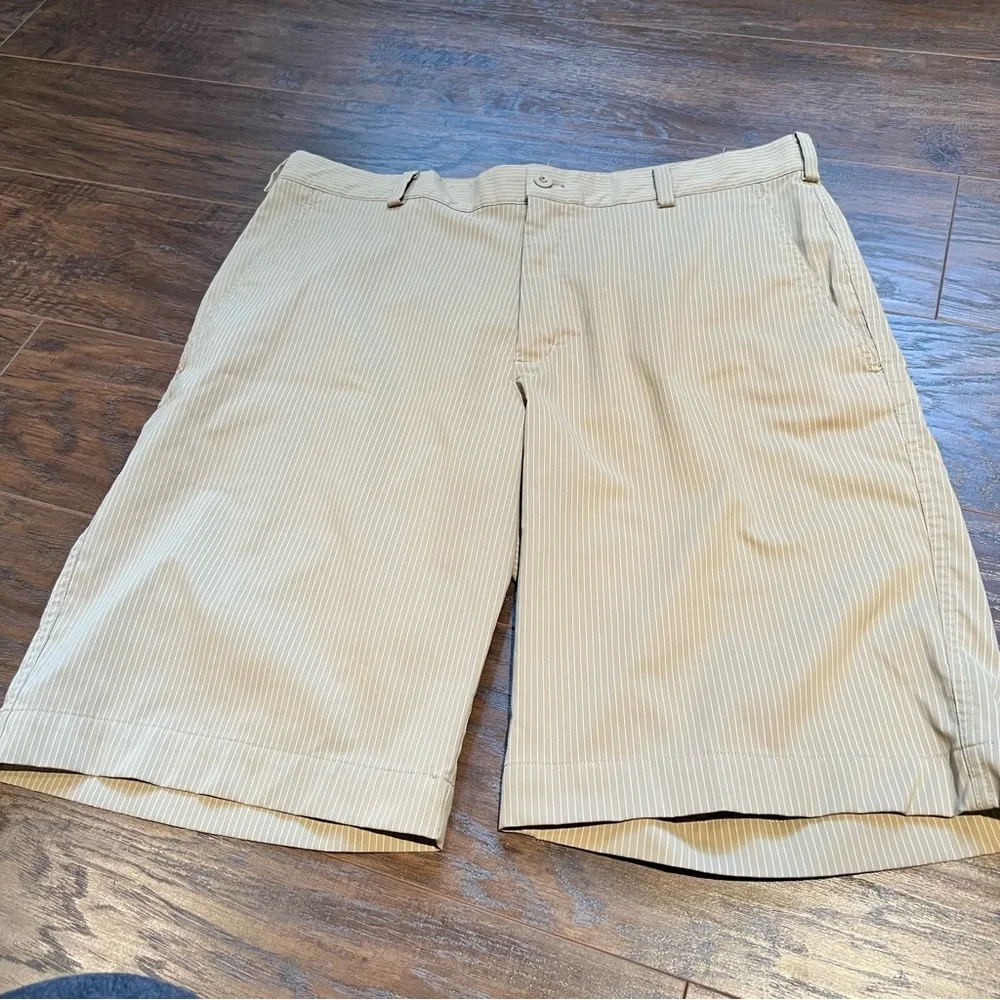 Nike Golf Dri-Fit Khaki Performance Shorts with White Pinstripes | 34 - M
